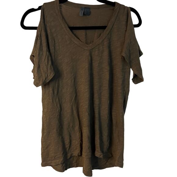 Anthropologie Left Of Center Heathered Cold Shoulder Blouse Top Size XS - Picture 1 of 7